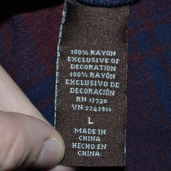 Knox Rose Plaid Fringe Red & Navy Blue Open Cardigan - Picture 9 of 10